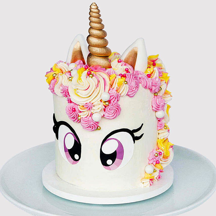 Big Eyed Unicorn Butterscotch Cake