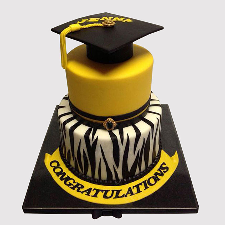 Black and Yellow Graduation Butterscotch Cake