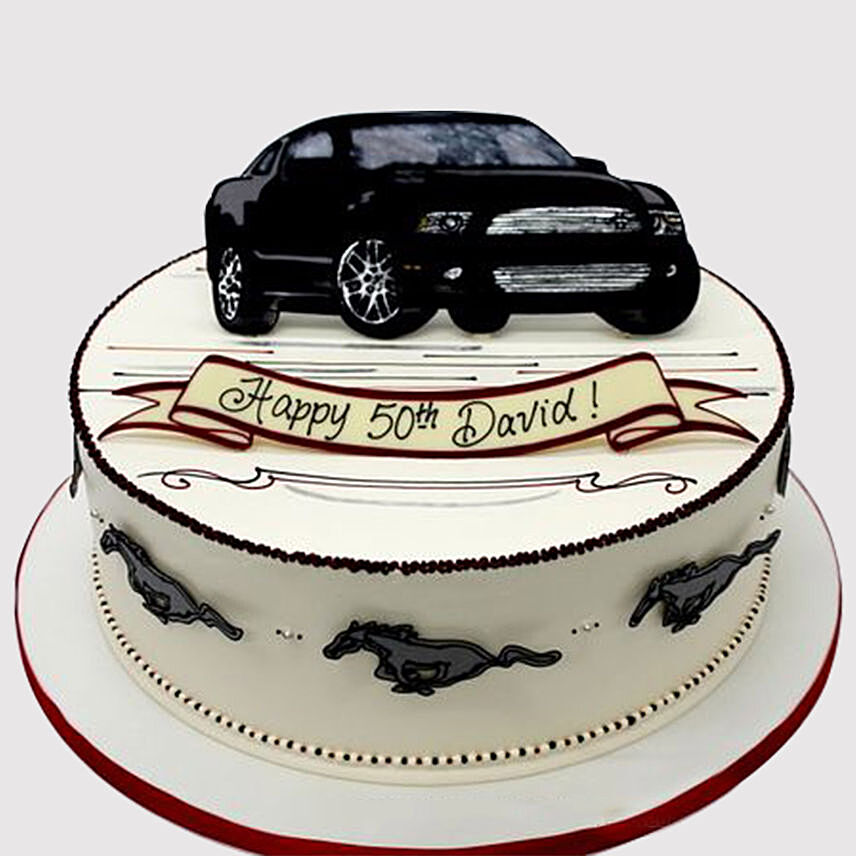 Black Car Fondant Butterscotch Cake