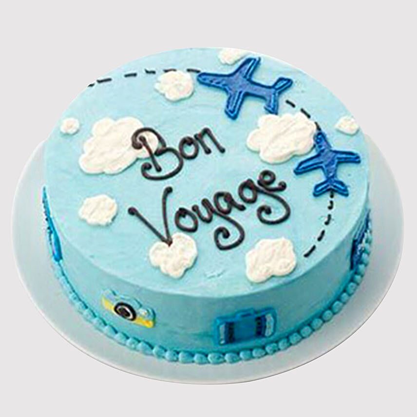 Bon Voyage Themed Vanilla Cake