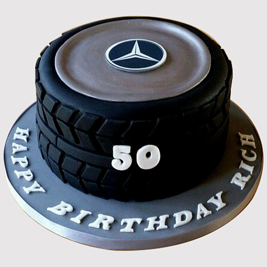 Car Tyre Shaped Black Forest Cake