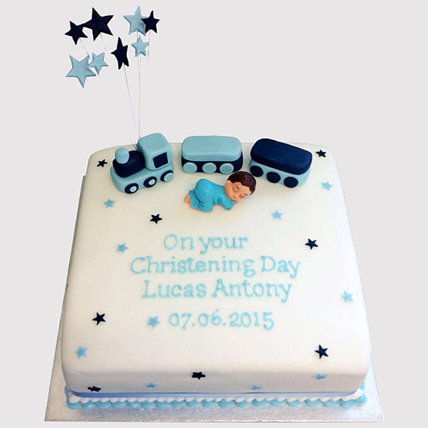 Christening Fondant Butterscotch Cake