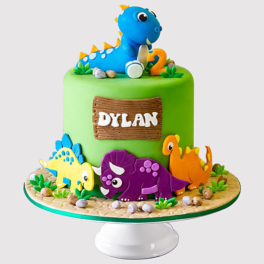 Colourful Dinosaur Vanilla Cake