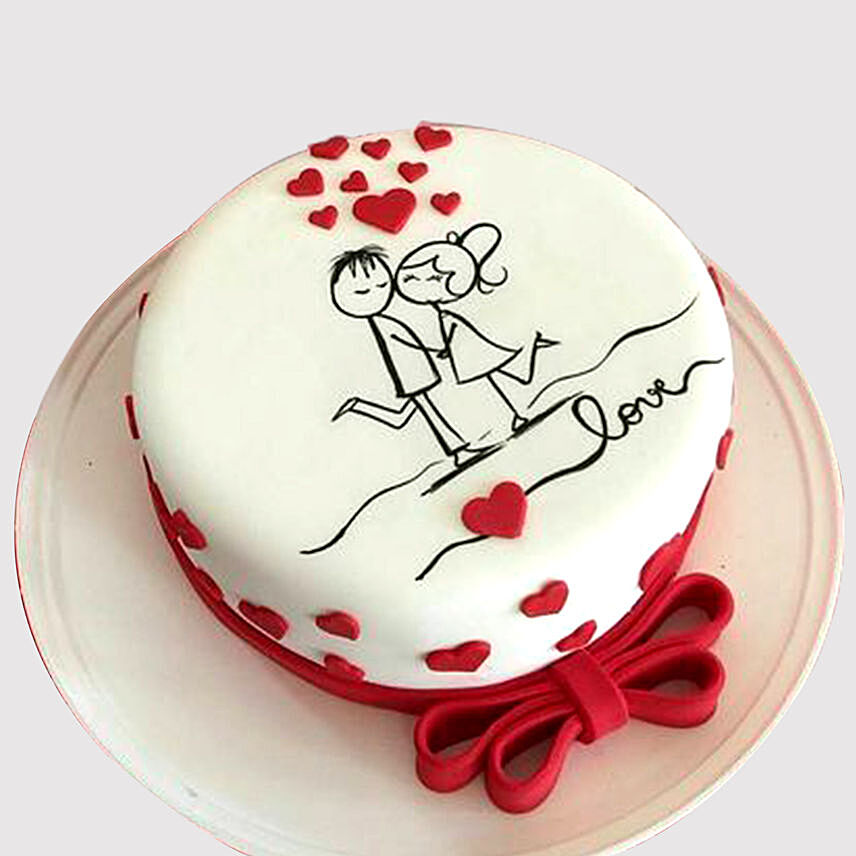 Couple In Love Butterscotch Cake