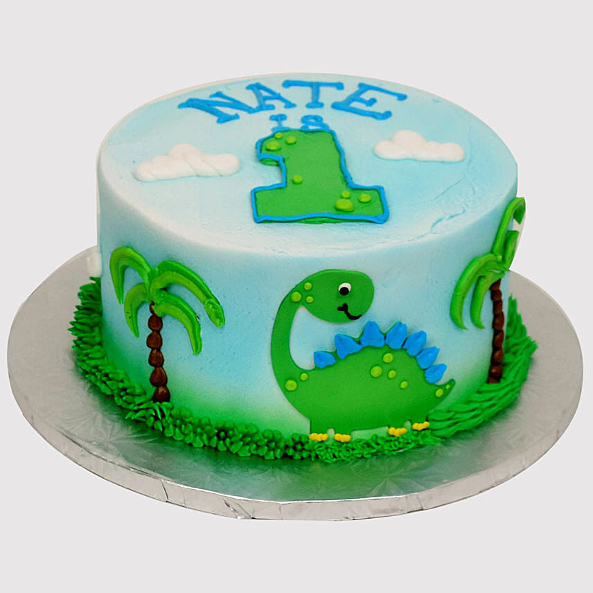 Cute Cartoon Dinosaur Vanilla Cake