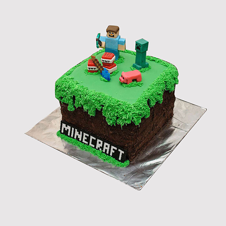 Designer Minecraft Themed Black Forest Cake