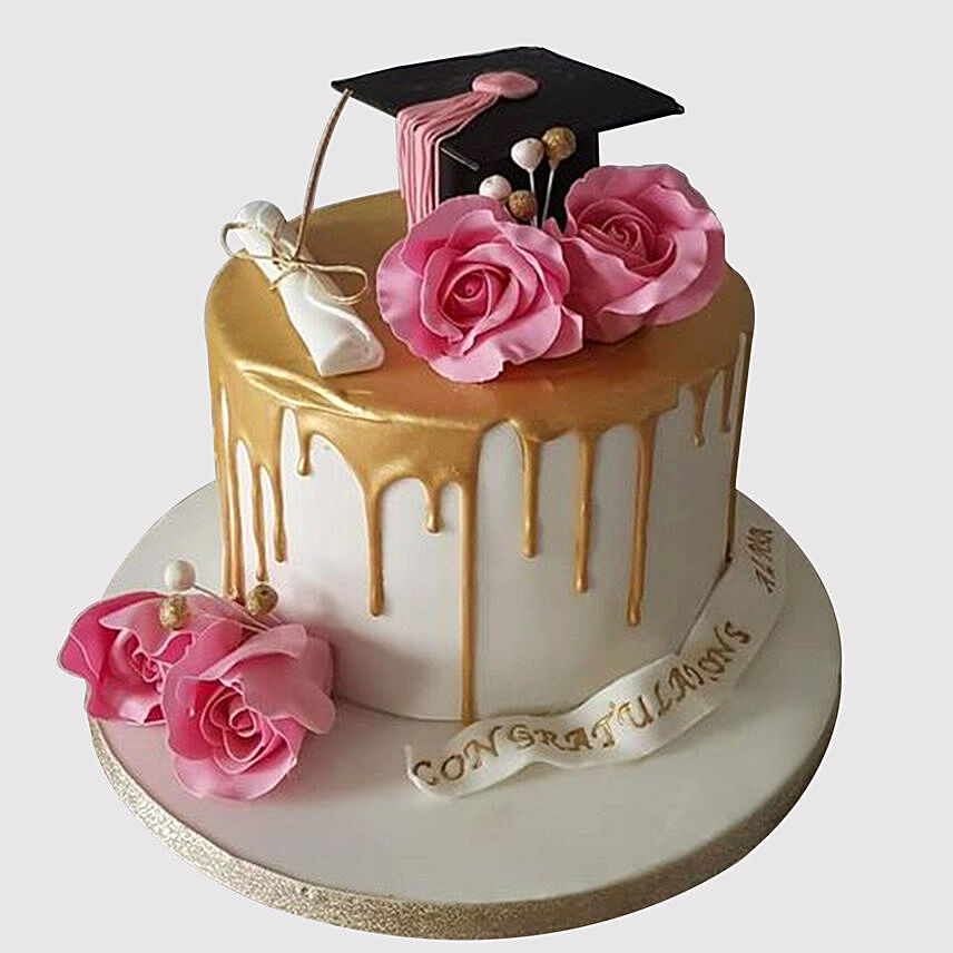 Floral Graduation Vanilla Cake