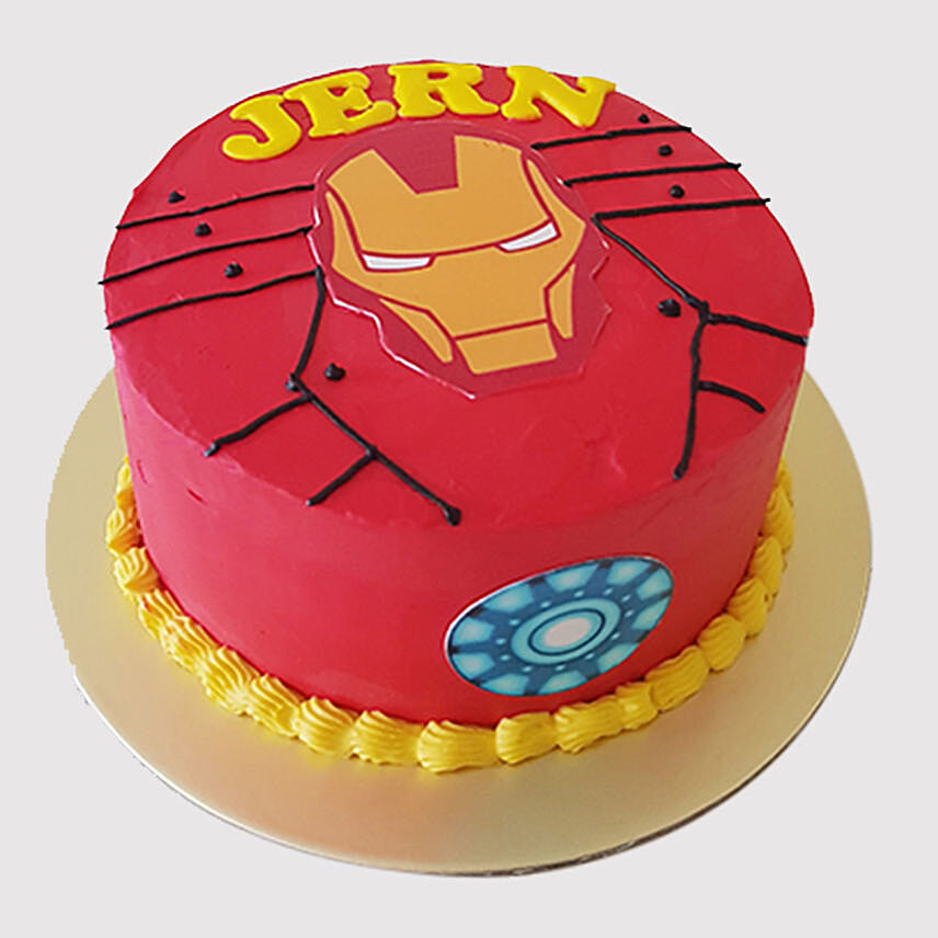 Iron Man Fondant Round Black Forest Cake