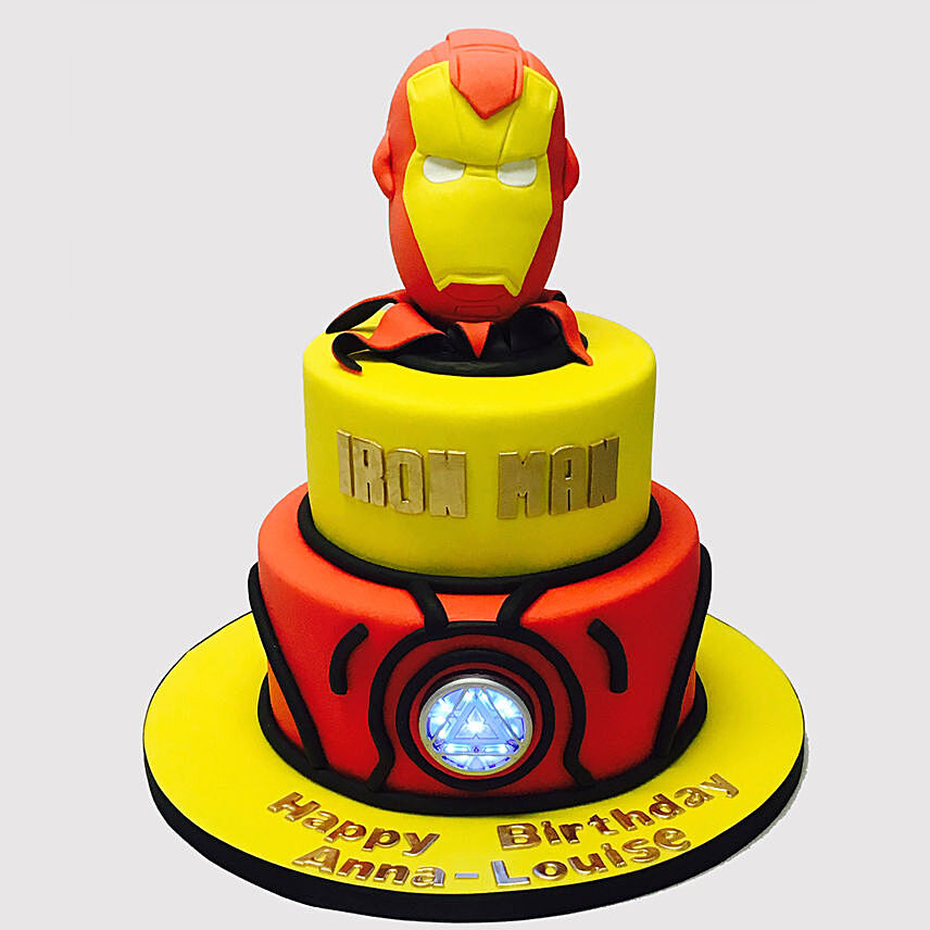 Iron Man Fondant Theme Butterscotch Cake
