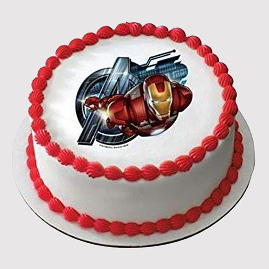 Iron Man Round Vanilla Photo Cake