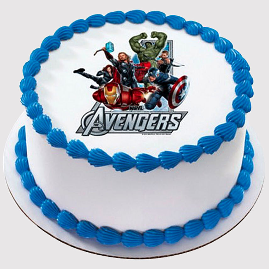 Marvel Avengers Round Black Forest Photo Cake