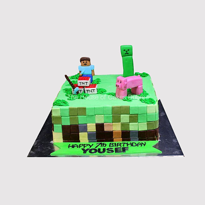 Minecraft Character Steve Black Forest Cake