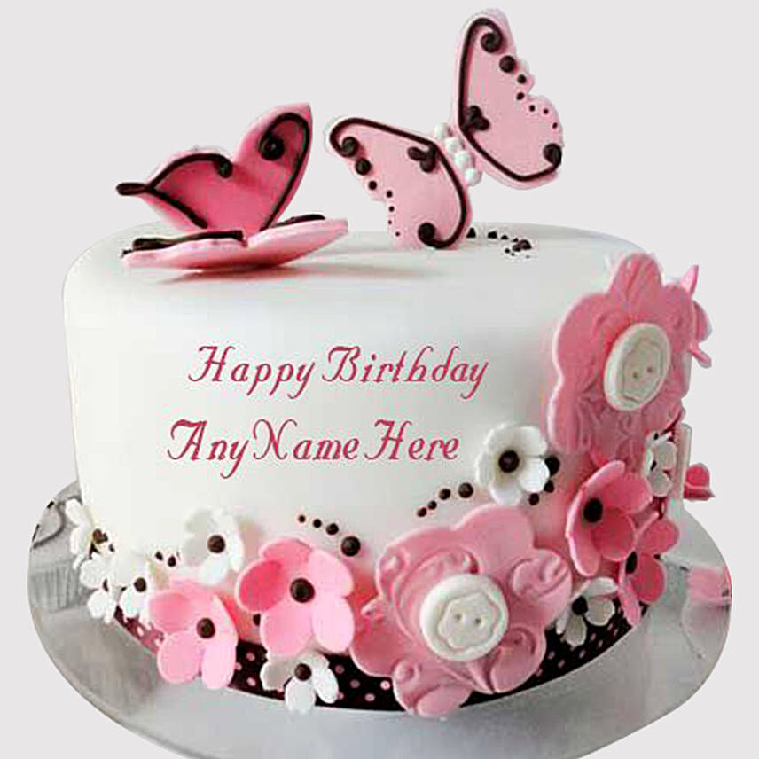 Pink Butterfly Vanilla Cake