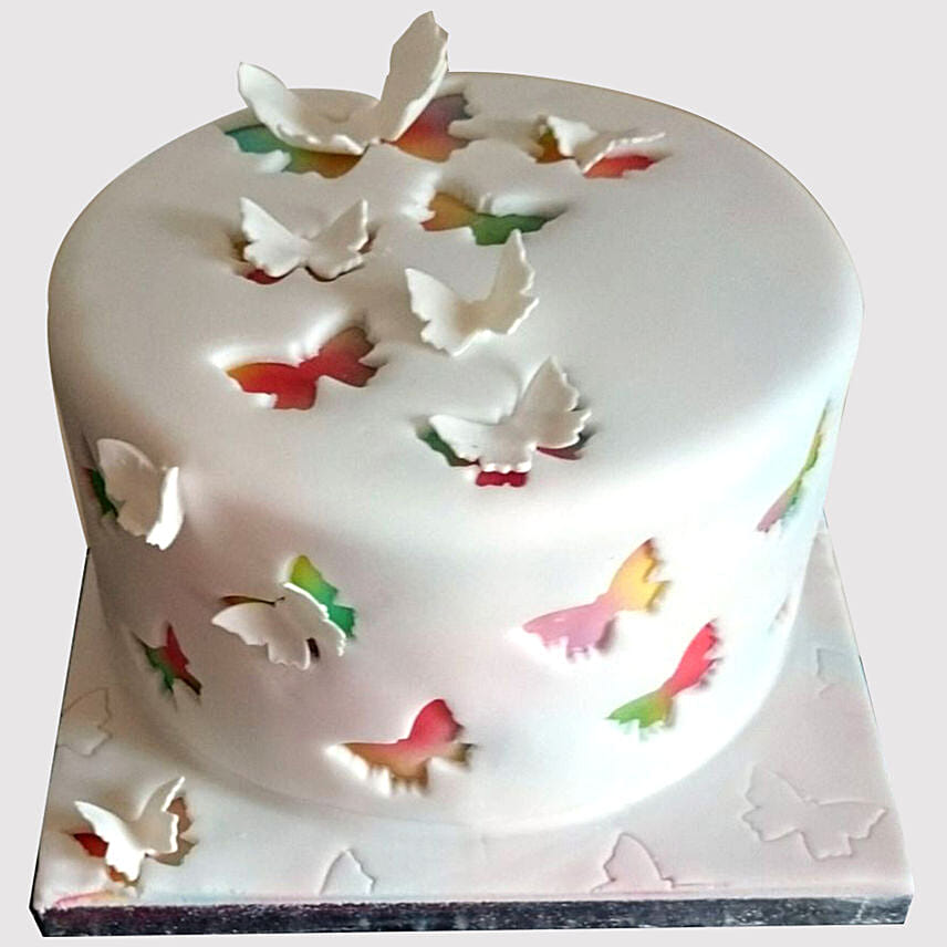 Rainbow Butterfly Vanilla Cake