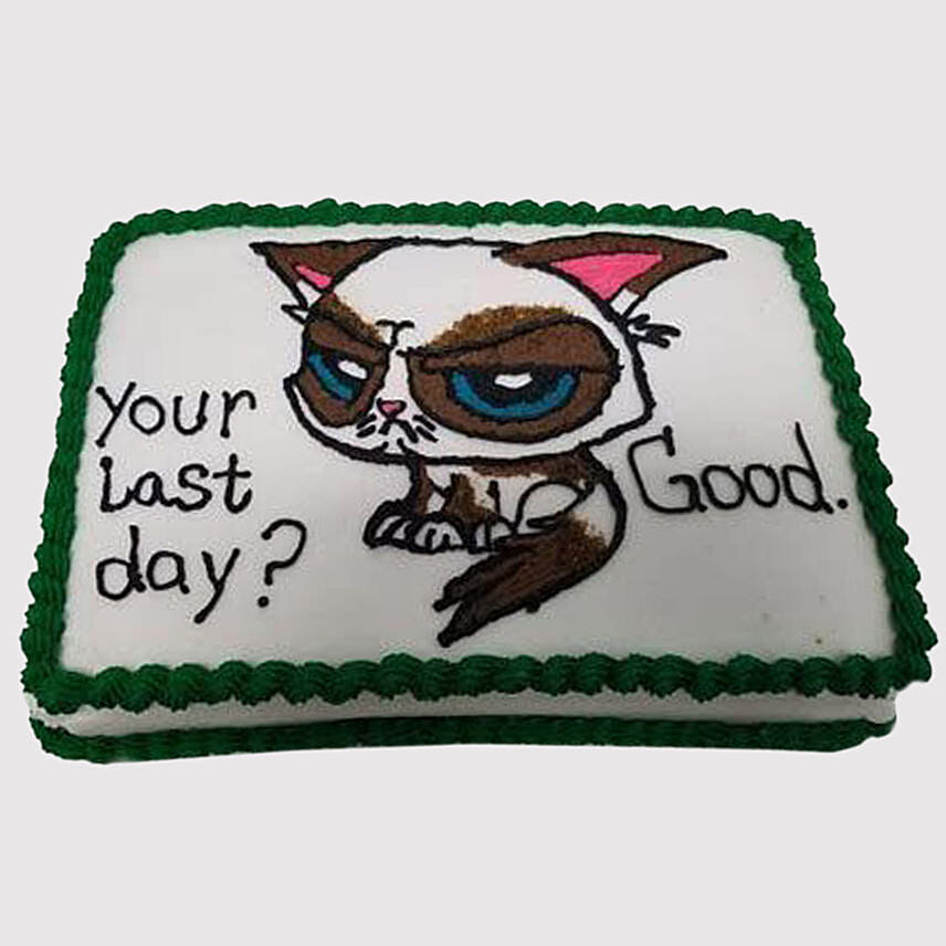 Sad Cat Farewell Vanilla Cake