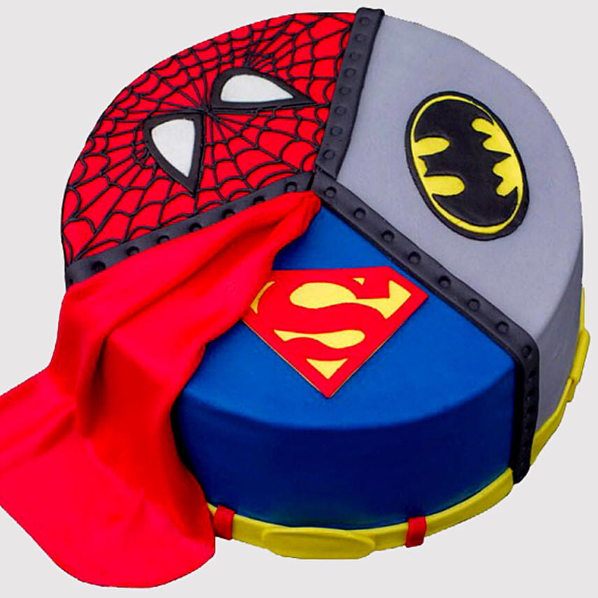 Superheroes Logo Fondant Butterscotch Cake