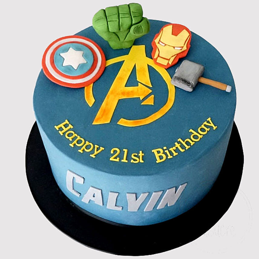 The World Of Avengers Vanilla Cake