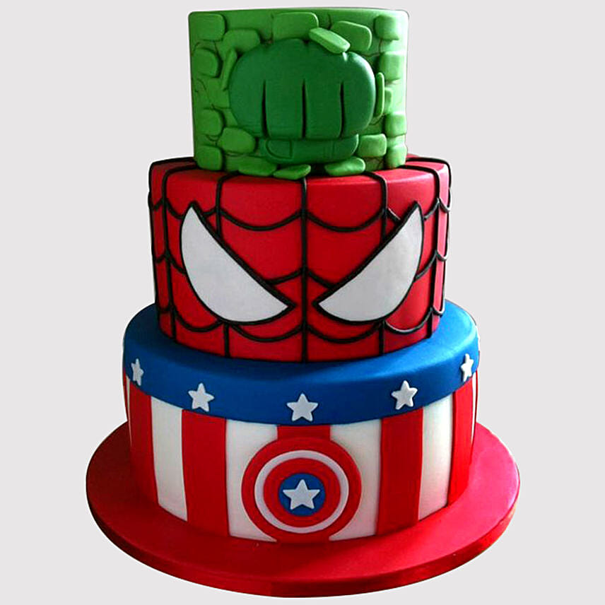 Three Layered Avengers Butterscotch Cake