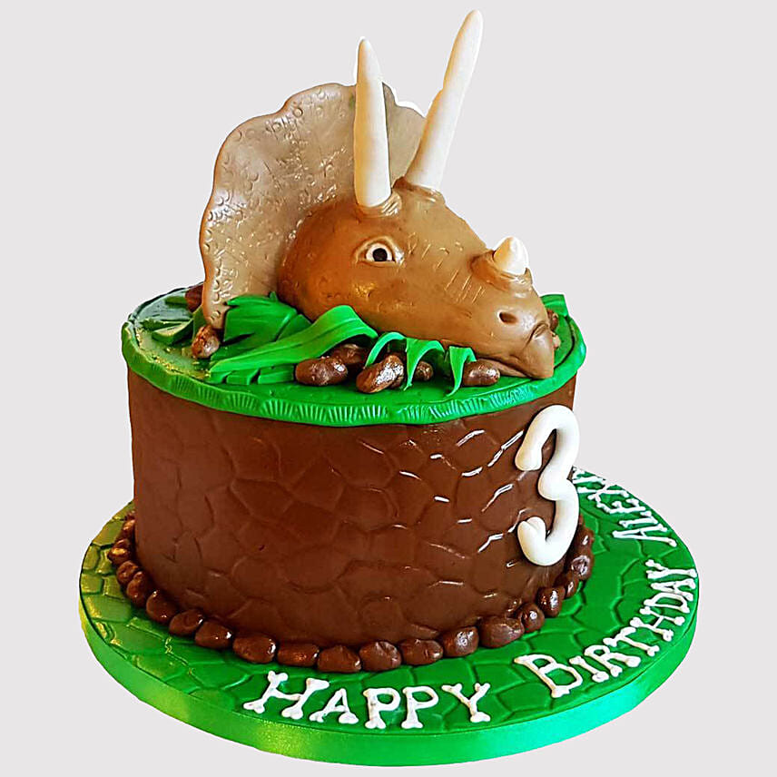 Triceratops Dinosaur Black Forest Cake