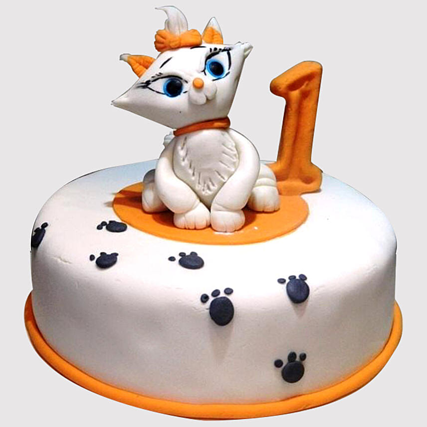 White Cat Birthday Butterscotch Cake