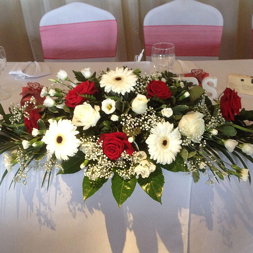 Gerbera & Rose Flower Table Arrangement