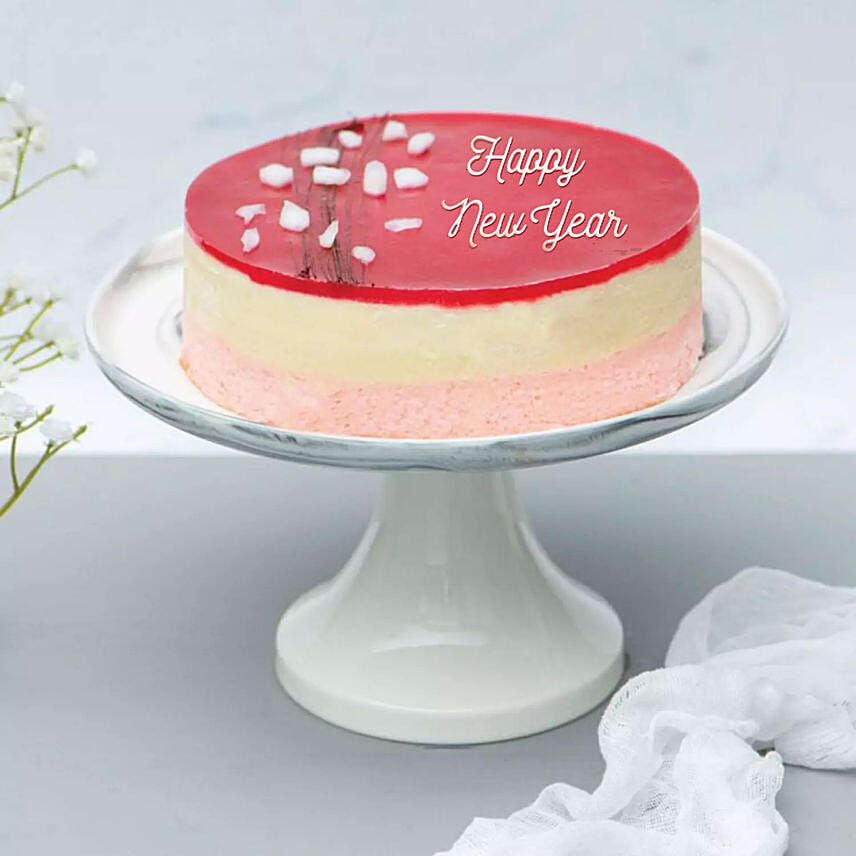 Happy New Year Fresh Raspberry Lychee Rose Cake