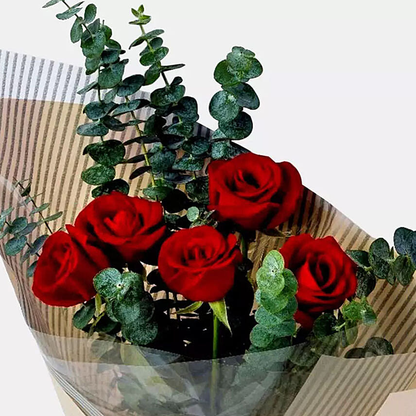 Beautiful 5 Red Roses Bouquet Delivery in Singapore - FNP SG