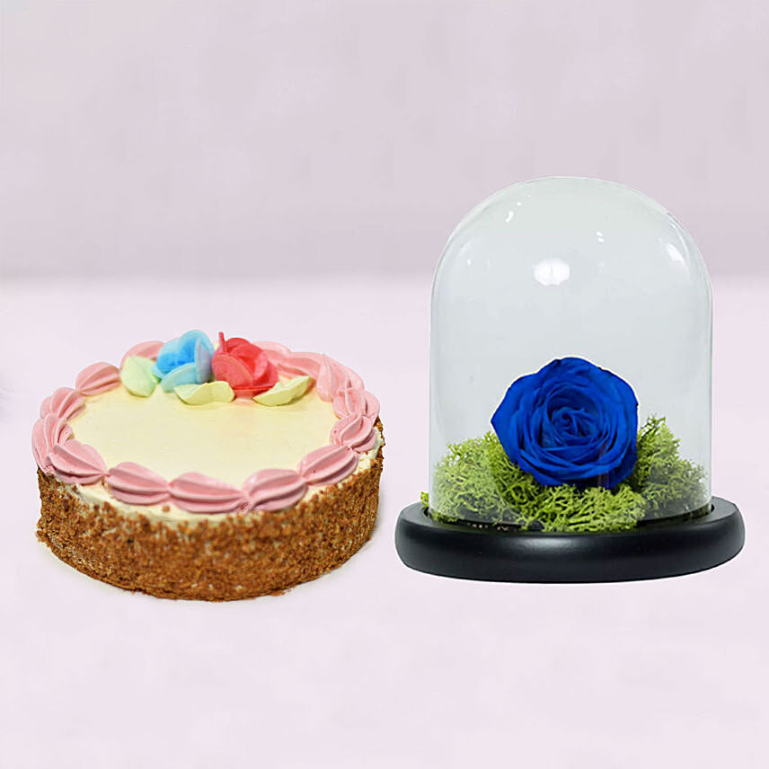 Elegant Blue Rose & Mini Cheese Cake