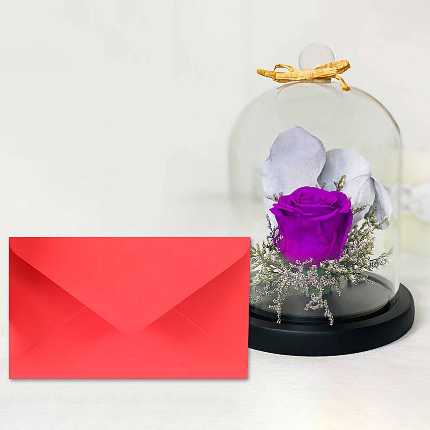 Forever Purple Rose With Greeting Card