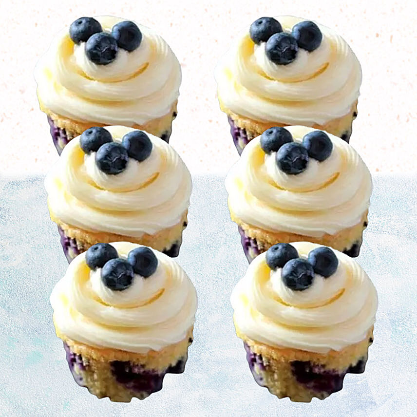Blueberry Yoghurt Cupcakes- 6 Pcs