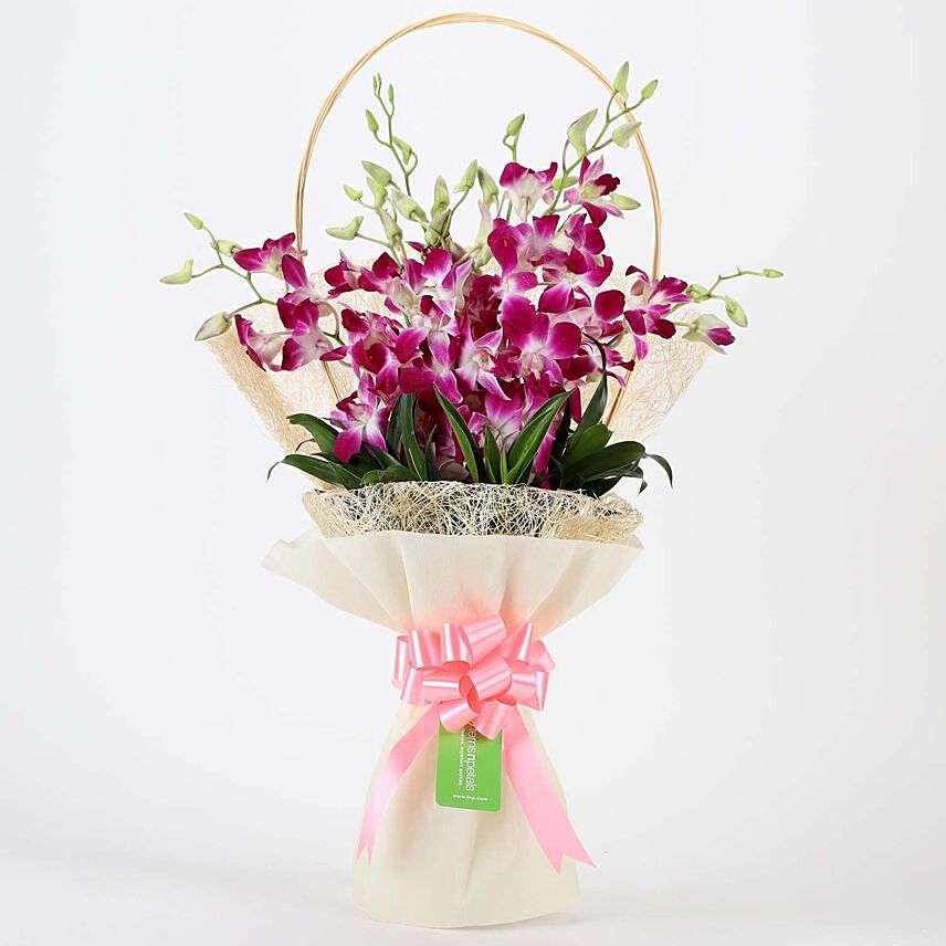 Elegant Purple Orchids Flowers Bouquet