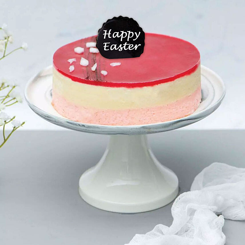 Fresh Raspberry Lychee Rose Cake for Easter