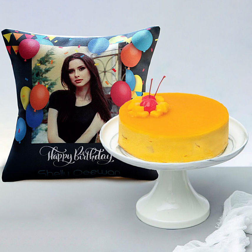 Tangy Mango Mousse Cake with Personalised Cushion