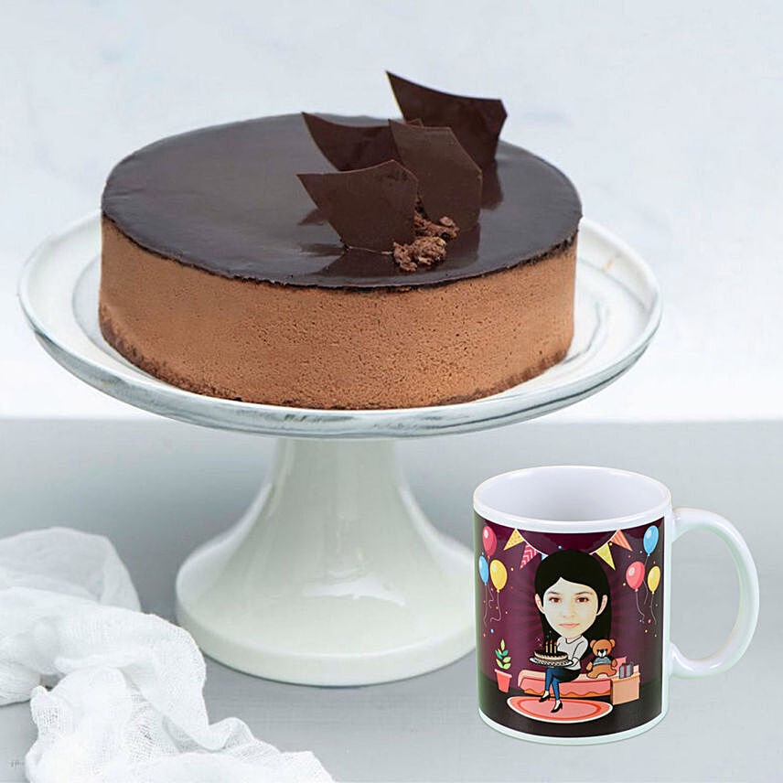 Crunchy Cake With Personalised Caricature Mug