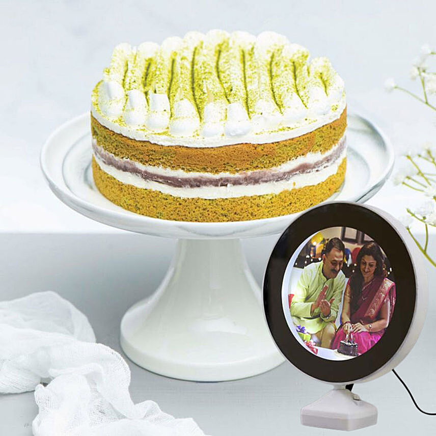 Matcha Cake With Personalised Led Mirror