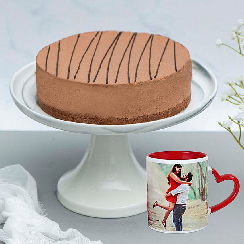 Truffle Cake With Personalised Red Mug