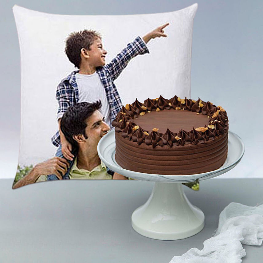 Walnut Cake With Personalised Cushion