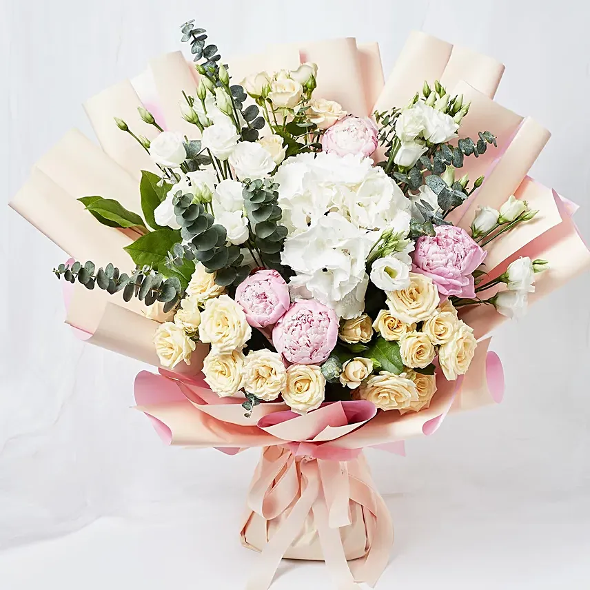 Ravishing Mixed Flowers Wrapped Bouquet