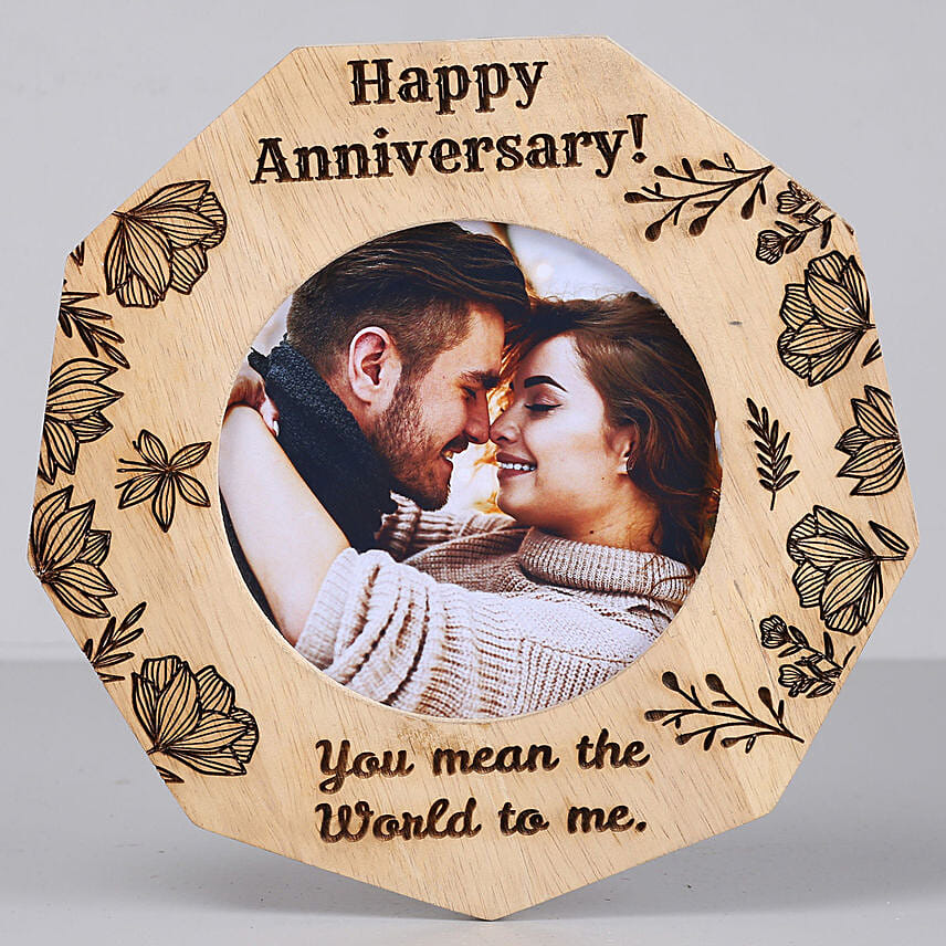 romantic anniversary one personalised wooden photo frame