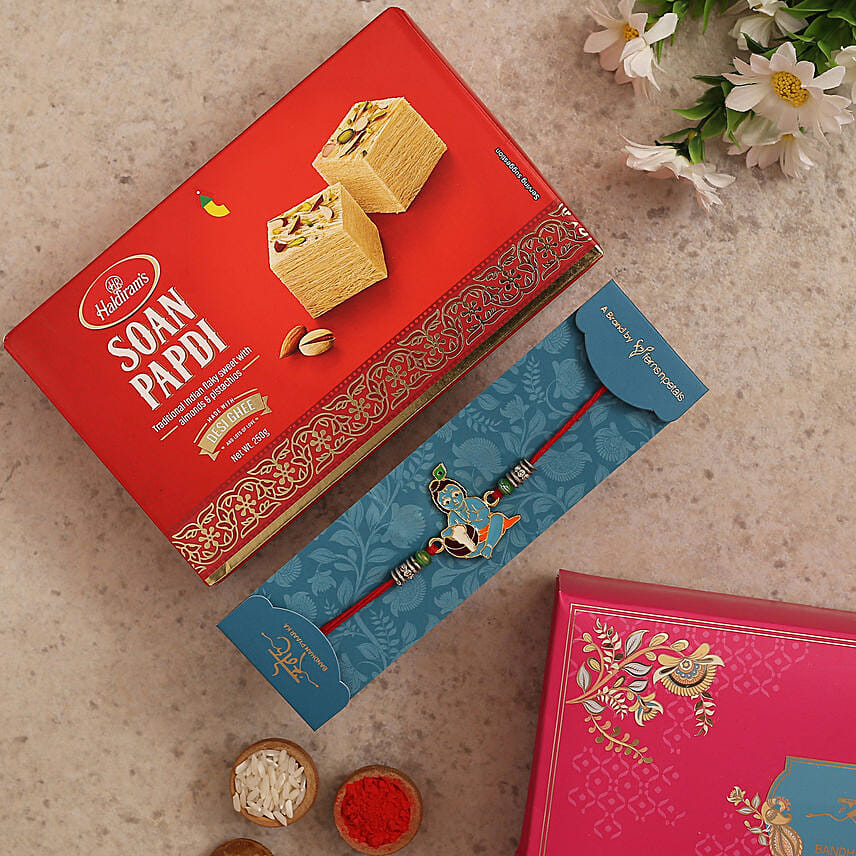 Spiritual Bal Krishna Kids Rakhi And Soan Papdi: 