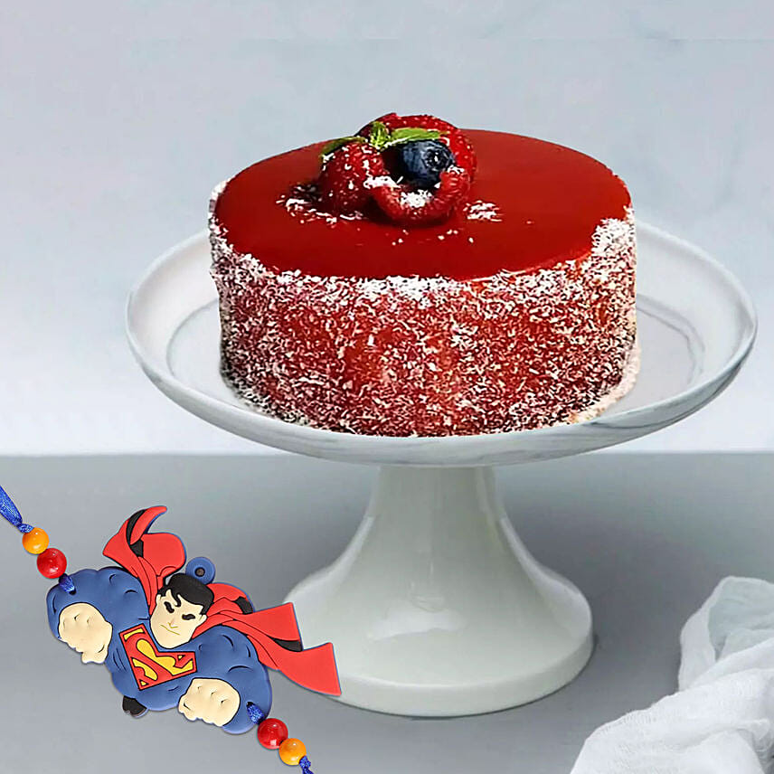 Mini Mousse Cake With Superman Rakhi