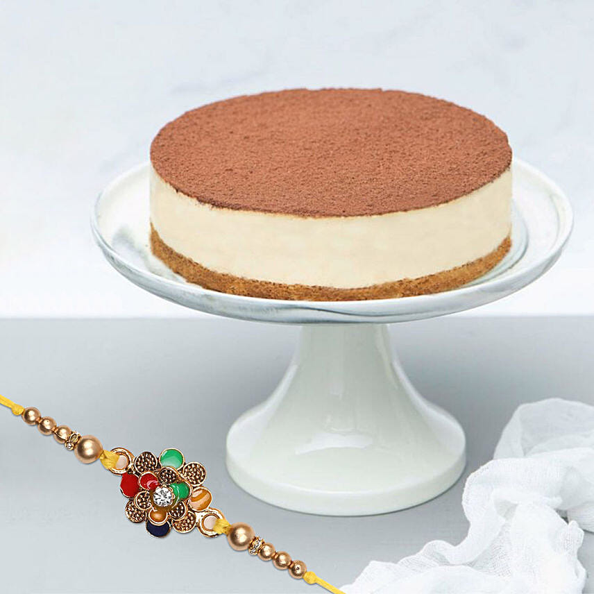 Tiramisu Cake With Traditional Meenakari Rakhi