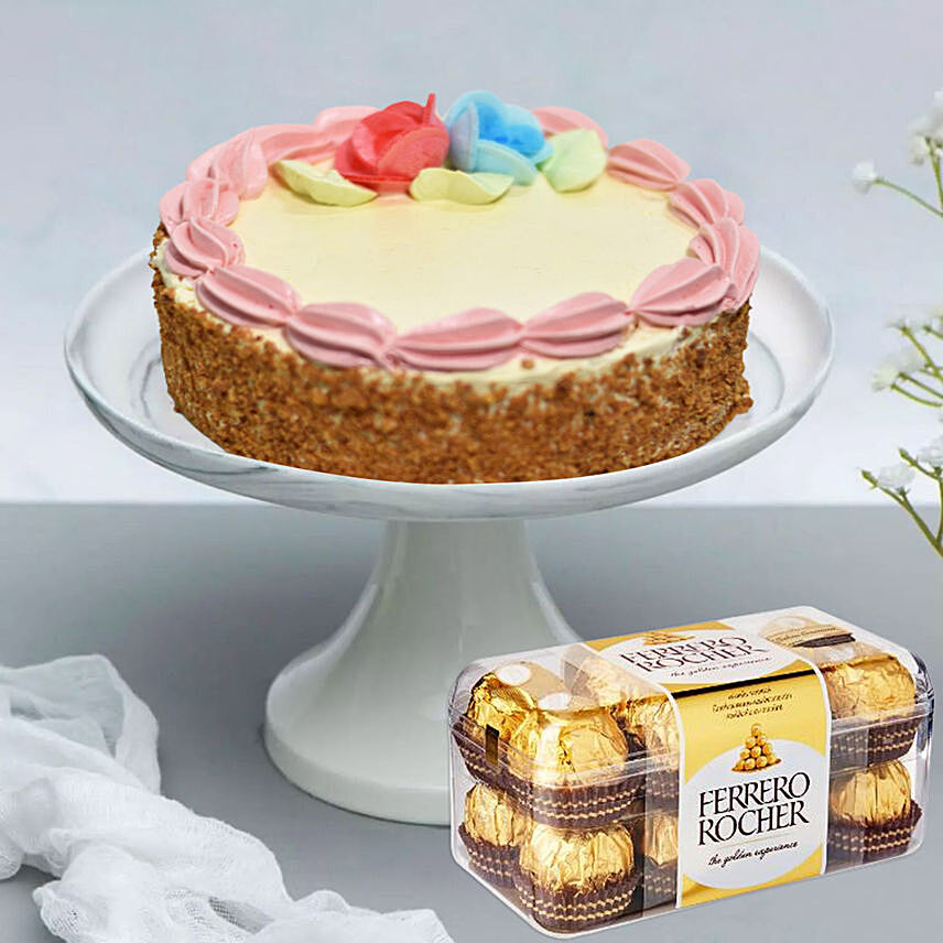 Butter Sponge Cake With 16 Pcs Ferrero Rocher