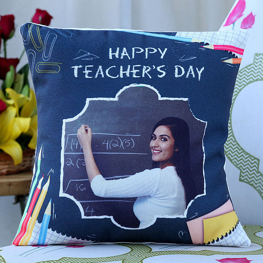 Teachers Day Greetings Personalised Cushion