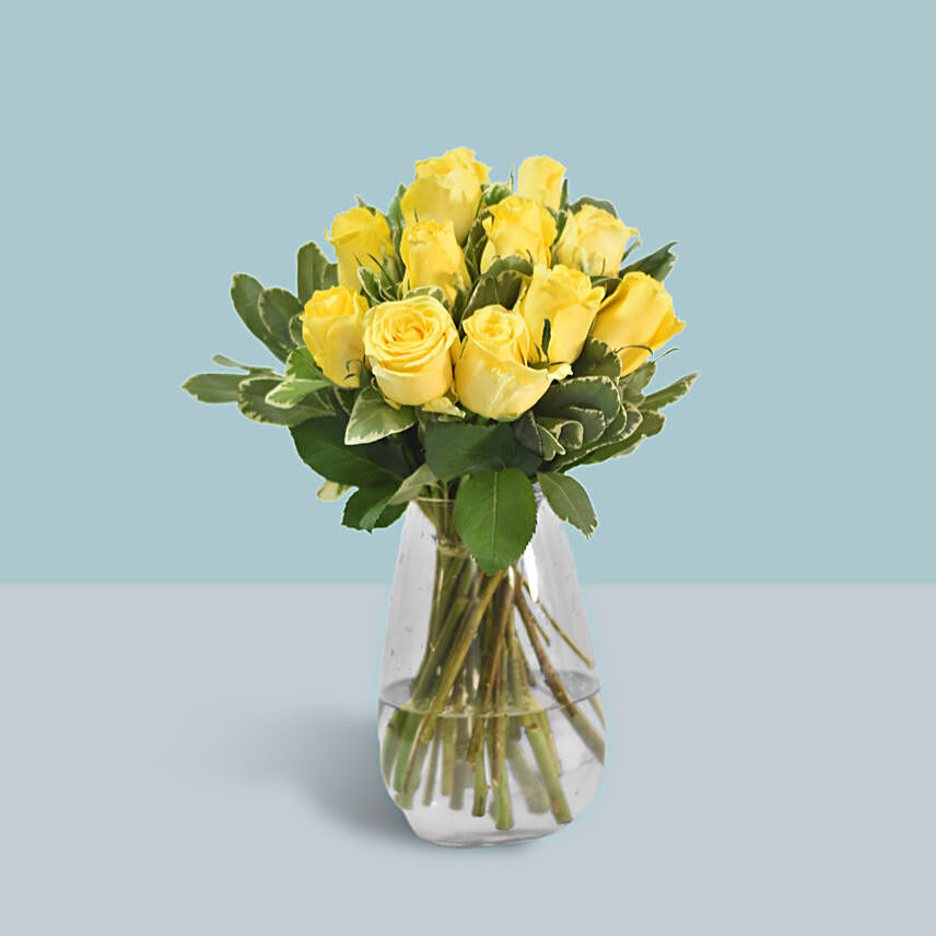 Vase Of Sunshine 18 Yellow Roses