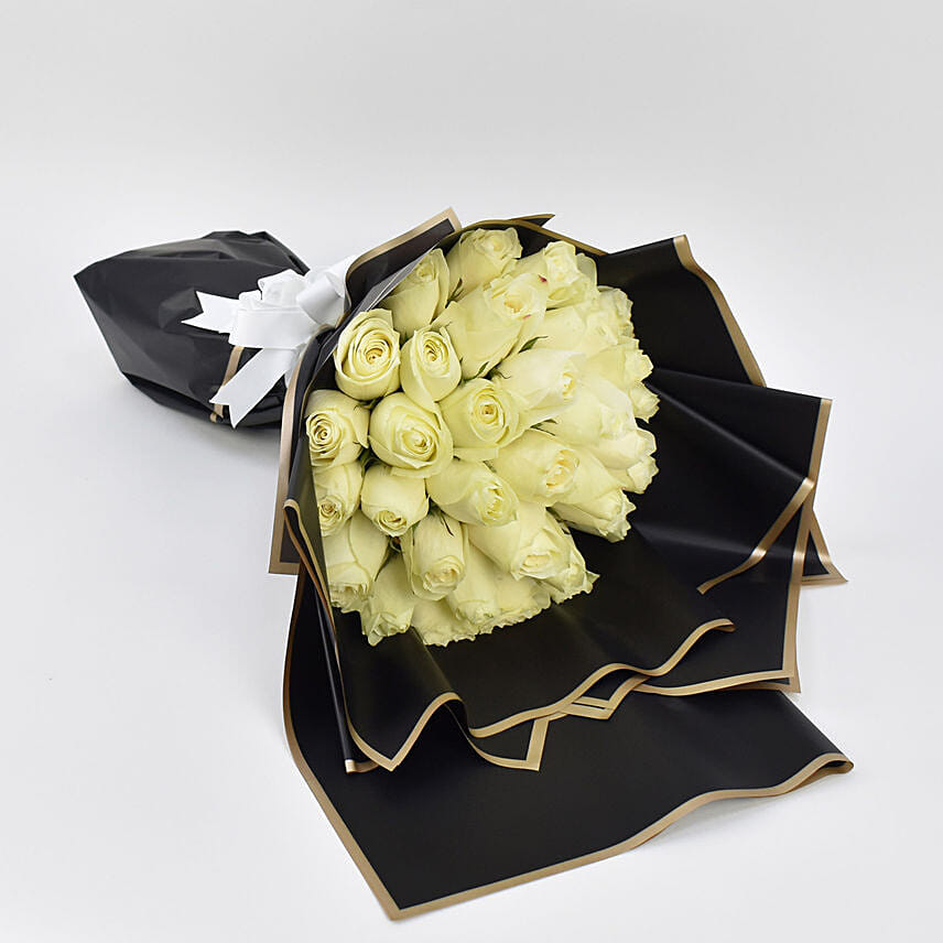 35 White Roses Bouquet Delivery in Singapore - FNP SG