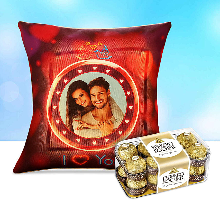 Personalised Led Cushion With Ferrero Rocher