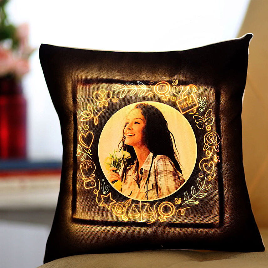 Personalised Pretty Yellow Led Cushion