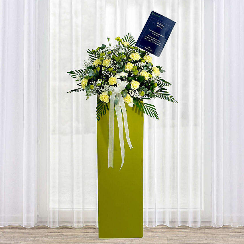 Bless Your Soul Condolence Mixed Flowers Green Stand