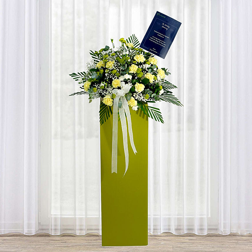 Bless Your Soul Condolence Mixed Flowers Green Stand